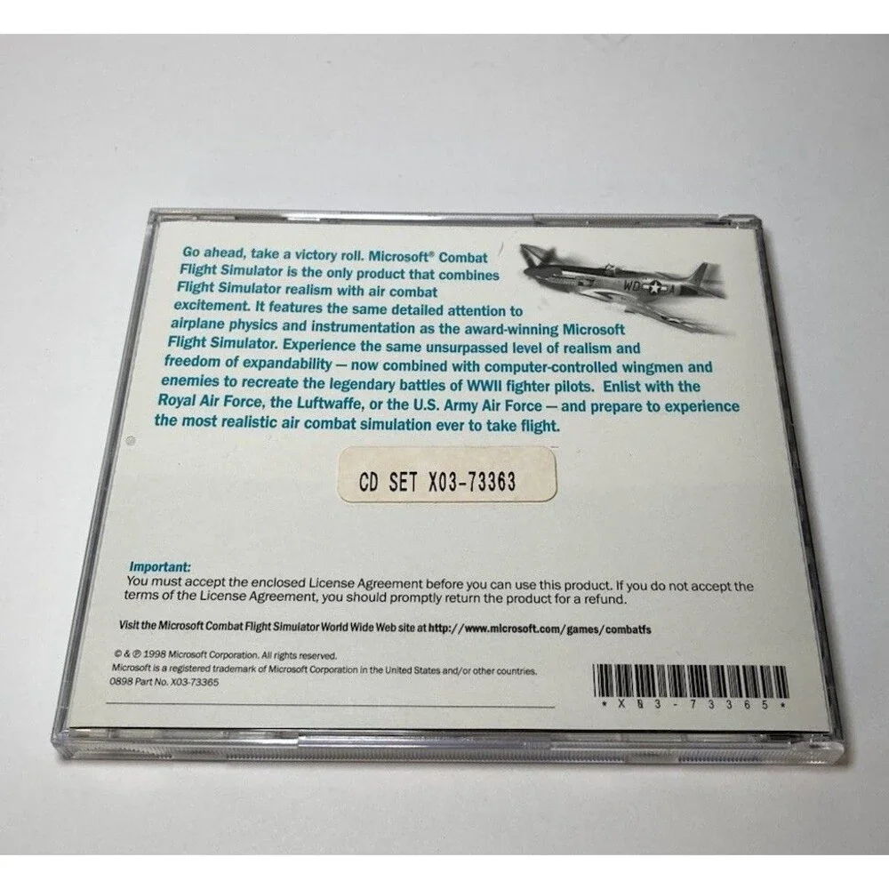 Vintage Microsoft Combat Flight Simulator WWII Europe Series PC CD-ROM